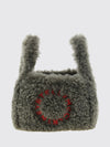 vegan shearling mini handbag with embroidered logo
