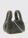 vegan shearling mini handbag with embroidered logo