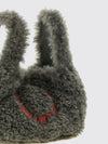 vegan shearling mini handbag with embroidered logo