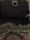 vegan shearling mini handbag with embroidered logo