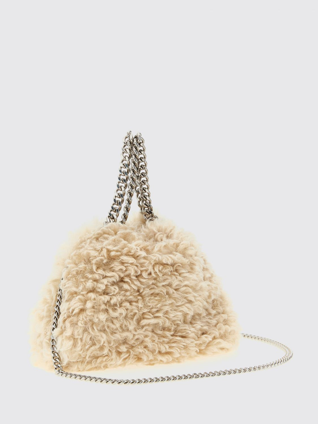 STELLA MCCARTNEY OS falabella vegan shearling mini bag with chain detail