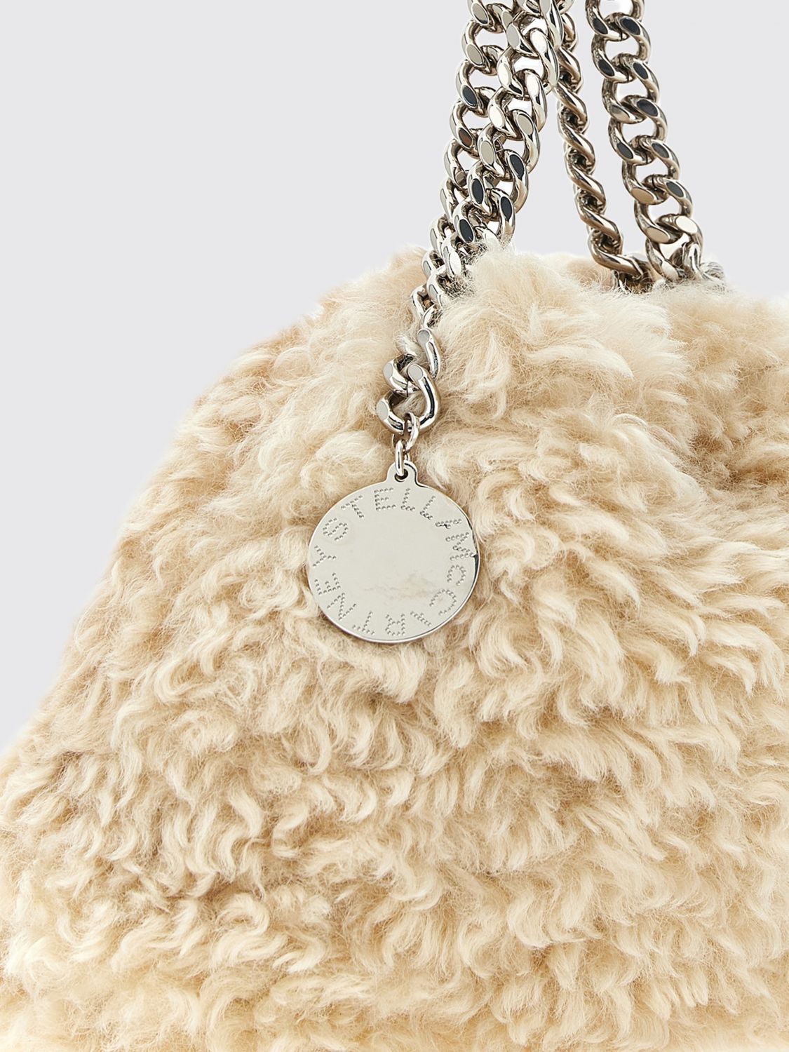 falabella vegan shearling mini bag with chain detail