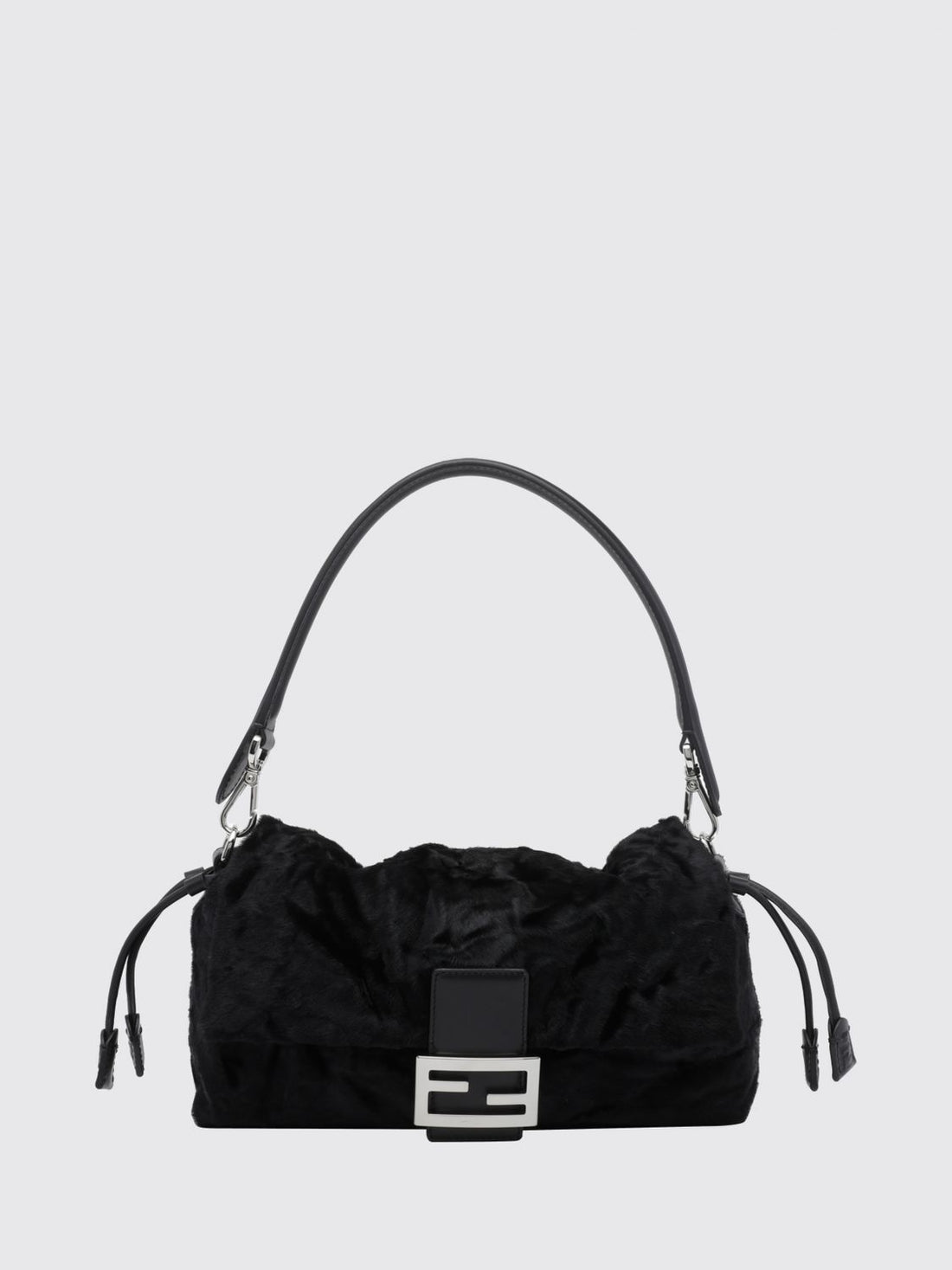 FENDI OS baguette® soft fur shoulder bag with metallic ff logo