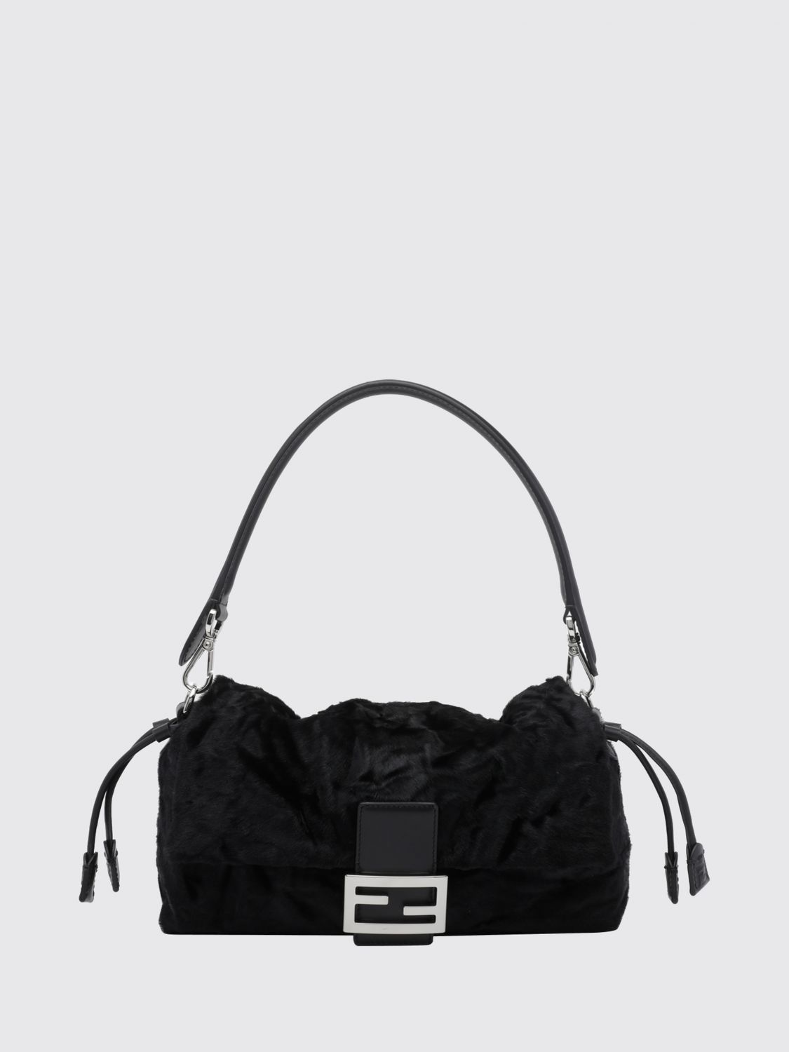 baguette® soft fur shoulder bag with metallic ff logo