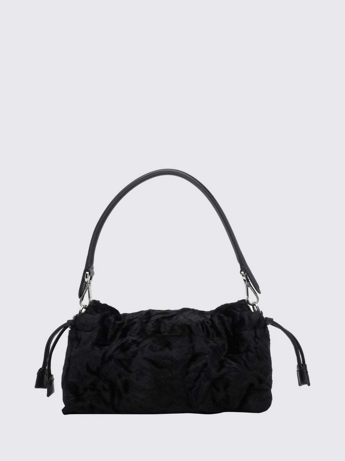 FENDI OS baguette® soft fur shoulder bag with metallic ff logo