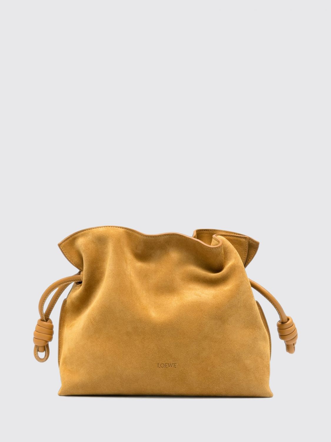 flamenco suede bucket clutch with drawstring