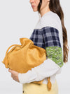 flamenco suede bucket clutch with drawstring