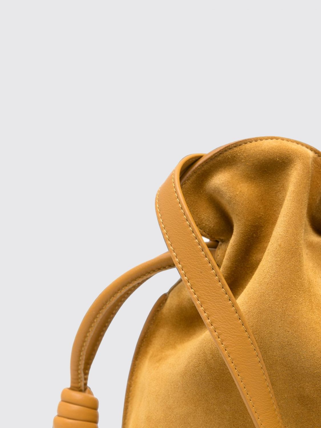 flamenco suede bucket clutch with drawstring
