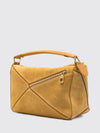 featherlight puzzle suede handbag with tubular handle