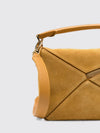 featherlight puzzle suede handbag with tubular handle