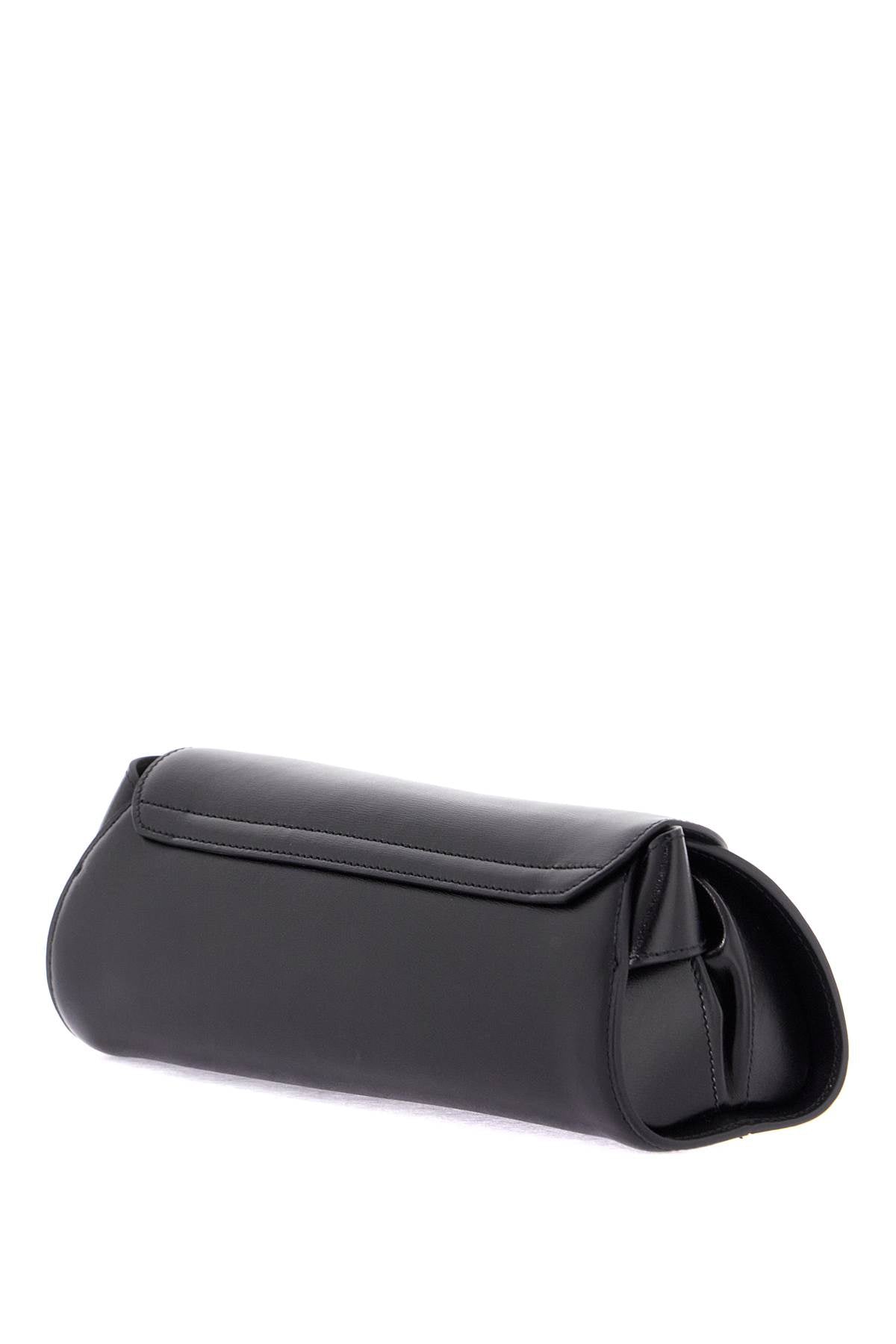 black calf leather crossbody bag with minimalist design