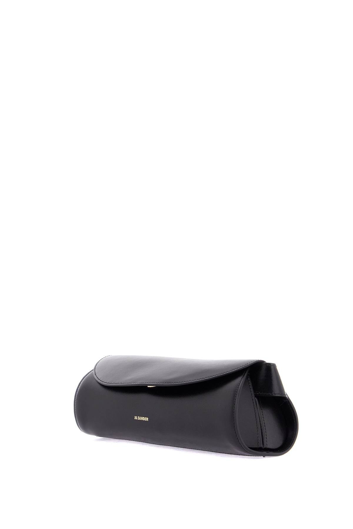 black calf leather crossbody bag with minimalist design