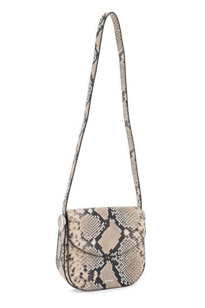 python leather coin shoulder bag with textured finish