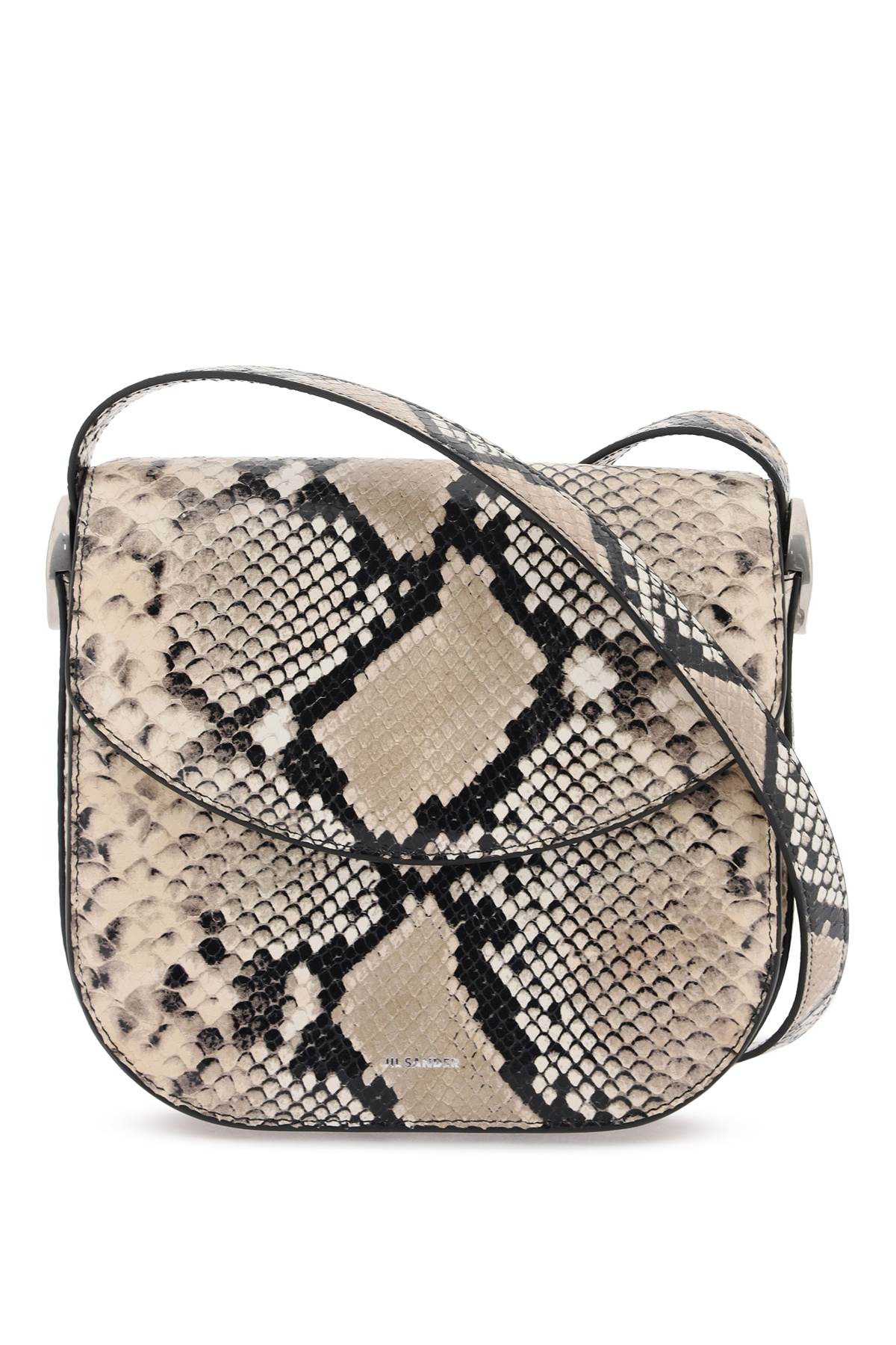 python leather coin shoulder bag with textured finish