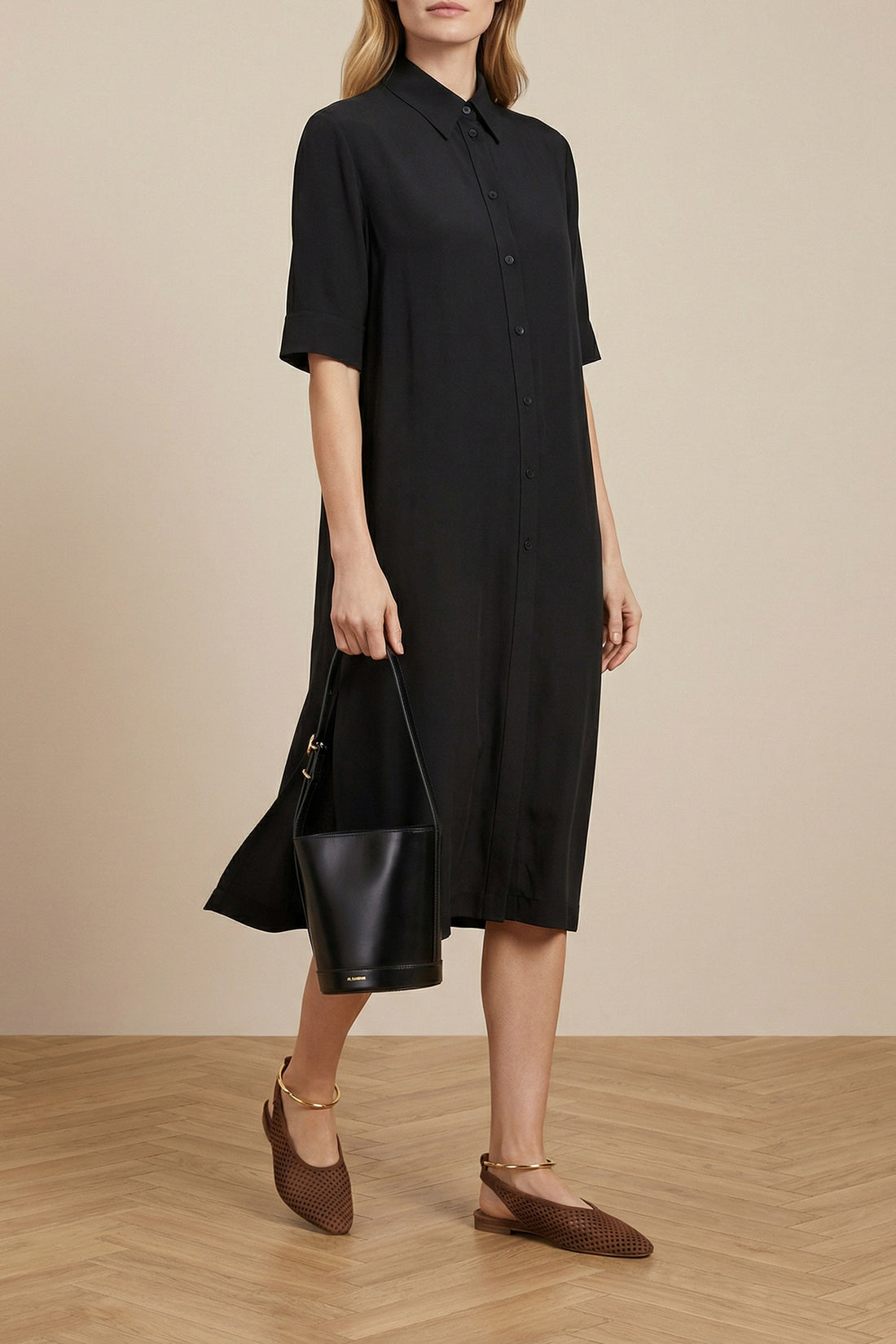 JIL SANDER OS leather shoulder bag