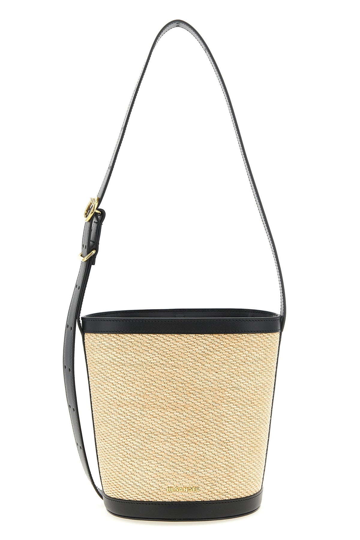 contrast raffia and leather shoulder bag