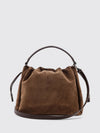 mellow suede bucket bag with monili detail