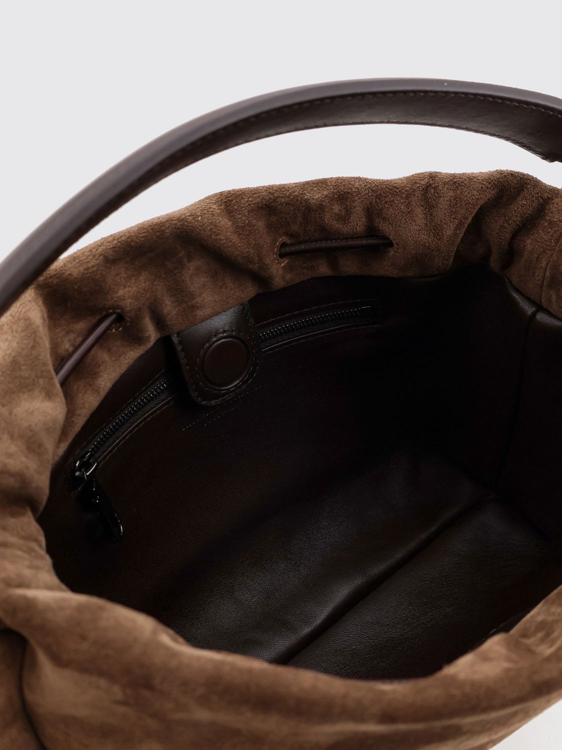 mellow suede bucket bag with monili detail