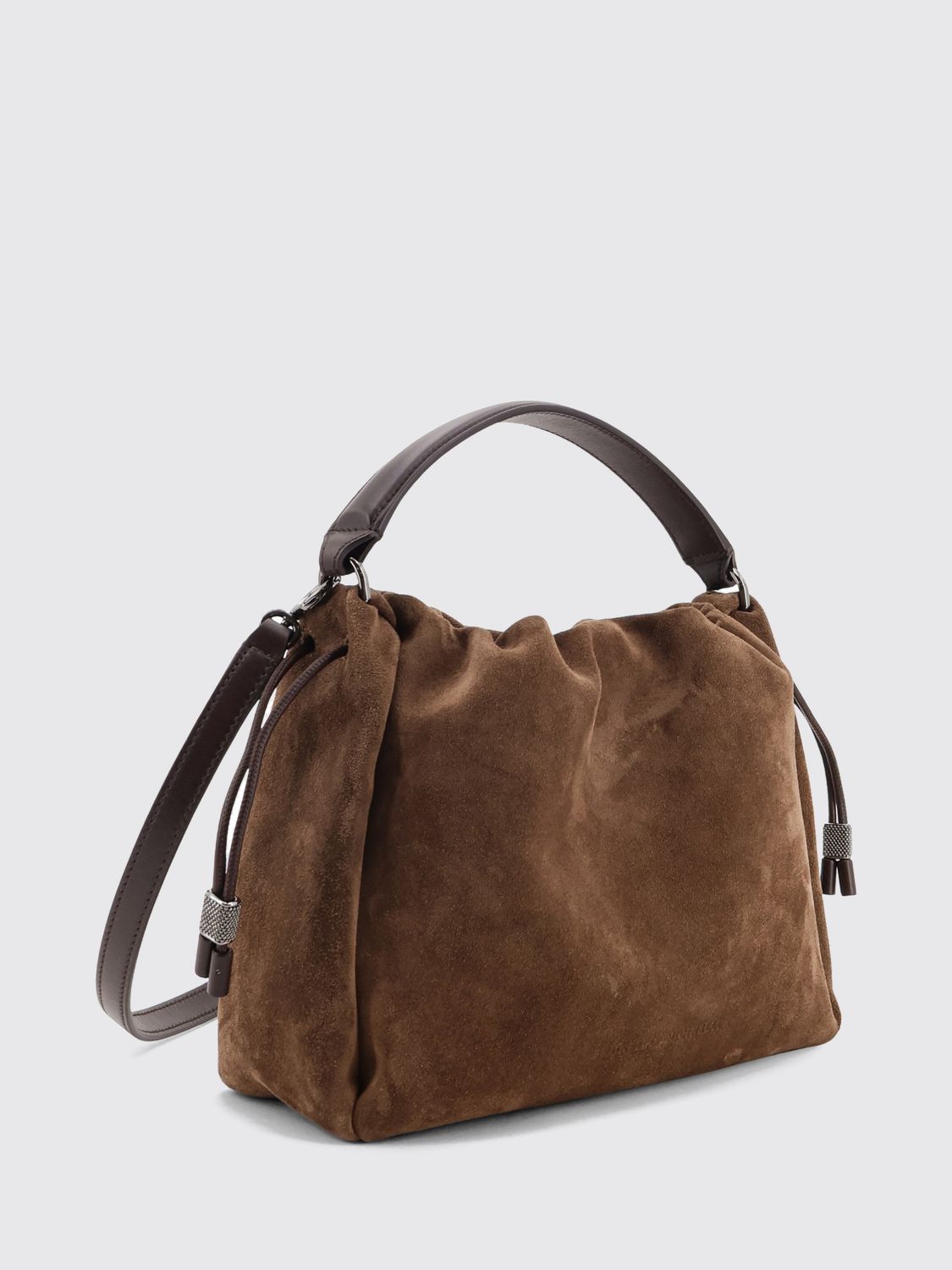 mellow suede bucket bag with monili detail