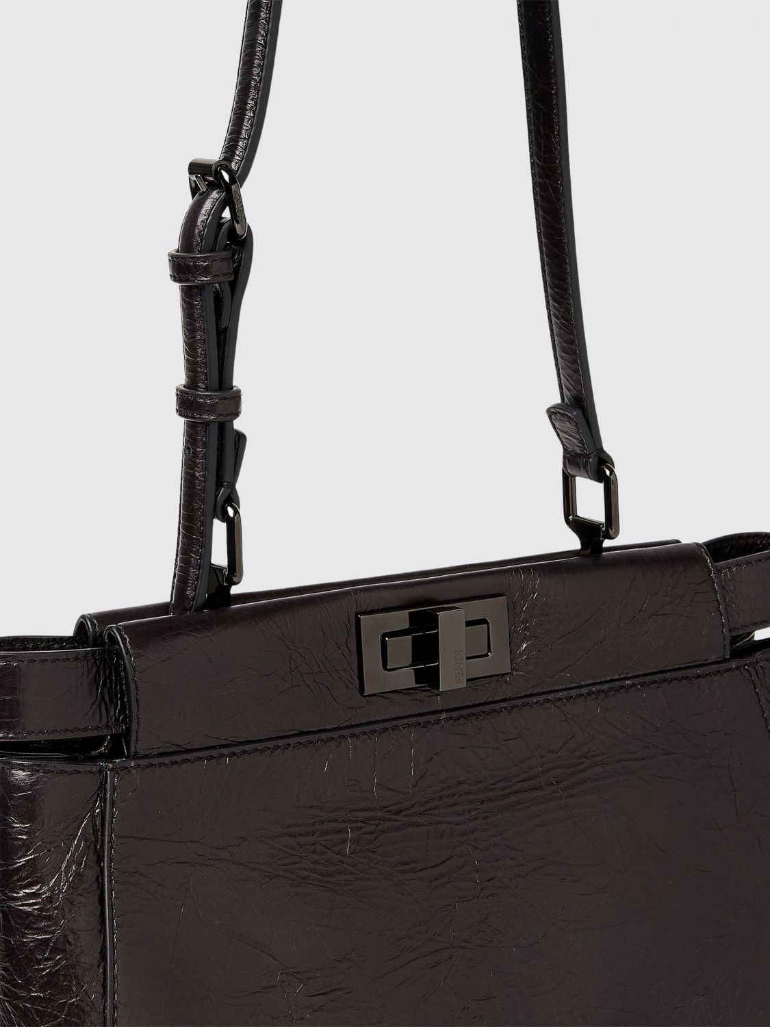 my peekaboo® shoulder bag in crackled calfskin with turn-lock closure
