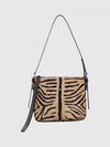 mini shoulder bag in animal-print calf hair with metal logo