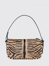 mini shoulder bag in animal-print calf hair with metal logo