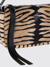 mini shoulder bag in animal-print calf hair with metal logo