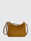 crossbody bag in suede calfskin with embossed logo