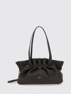 soft draped lambskin leather shoulder bag with double handle