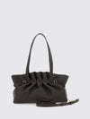soft draped lambskin leather shoulder bag with double handle