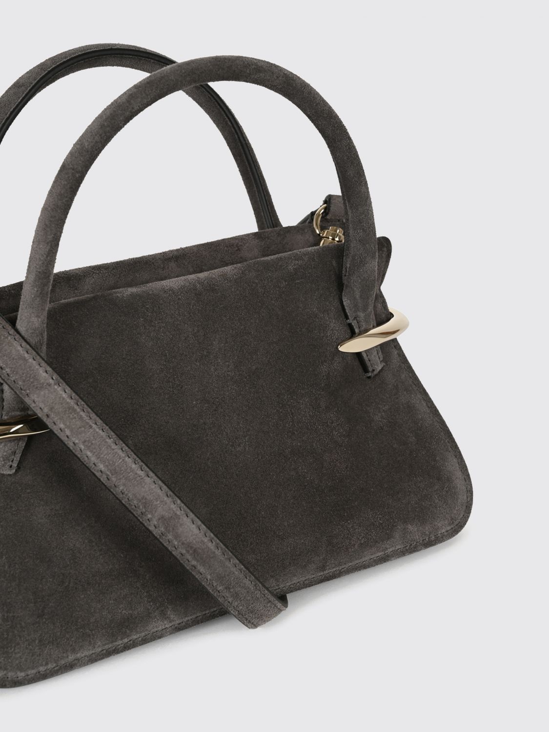 pinch flared suede calfskin mini bag