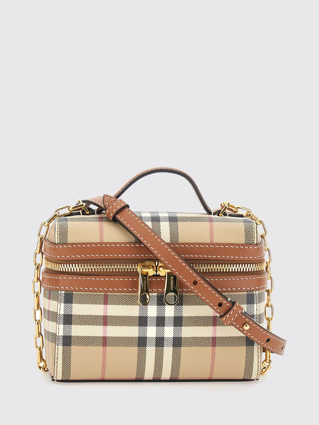 BURBERRY OS vintage check canvas mini handbag with shoulder strap
