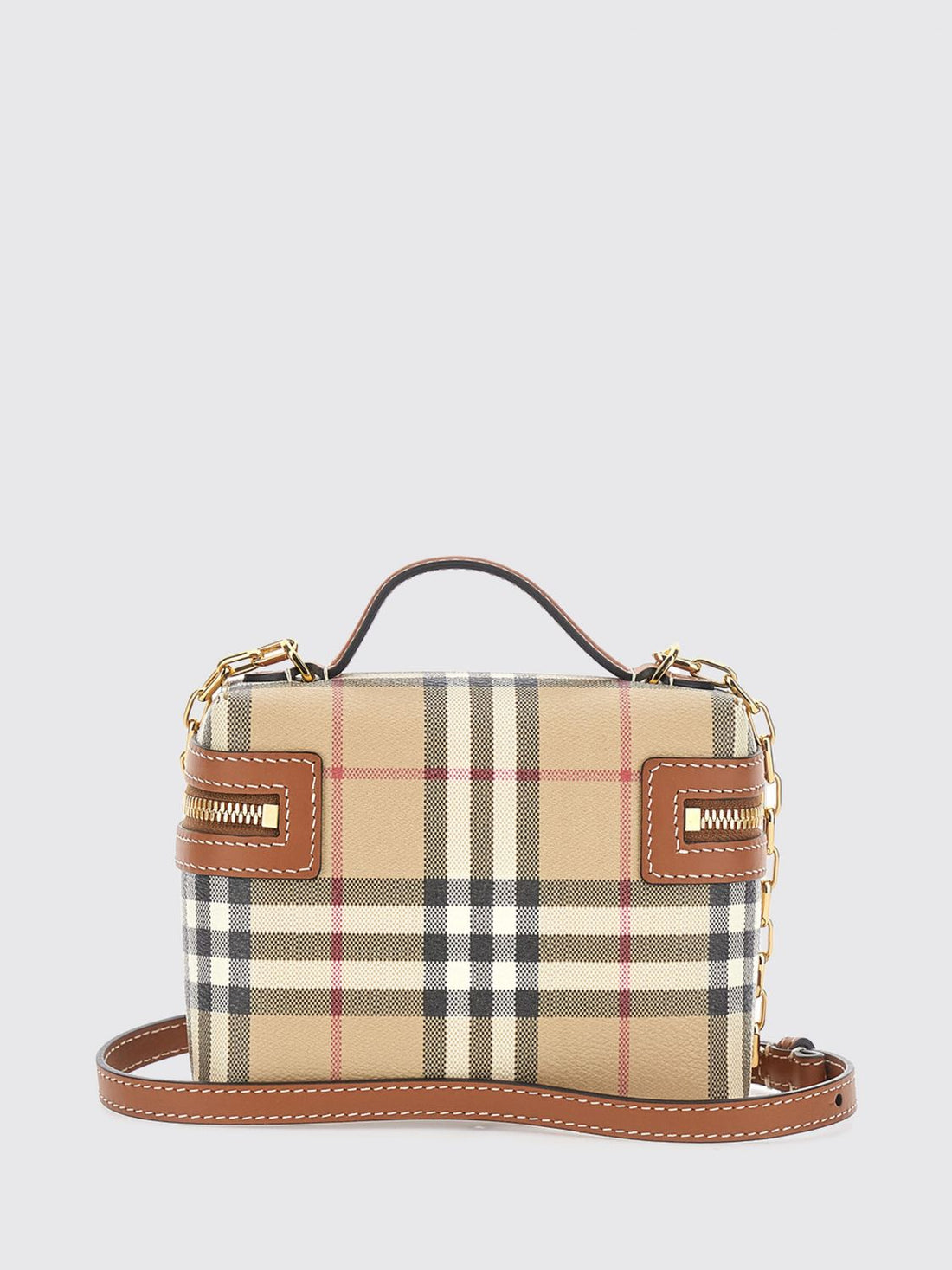 BURBERRY OS vintage check canvas mini handbag with shoulder strap