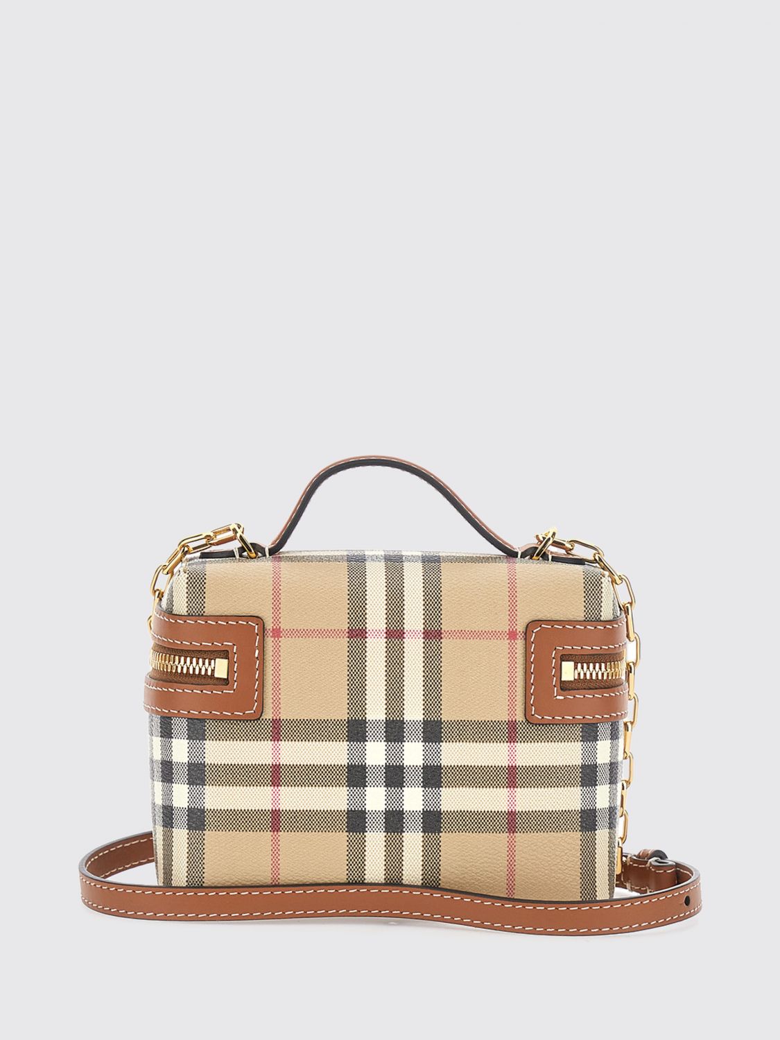 vintage check canvas mini handbag with shoulder strap