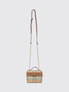 vintage check canvas mini handbag with shoulder strap