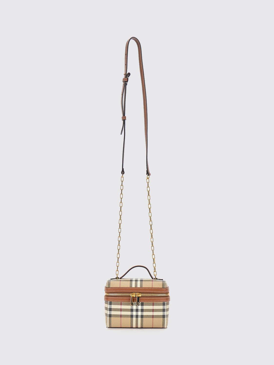 vintage check canvas mini handbag with shoulder strap