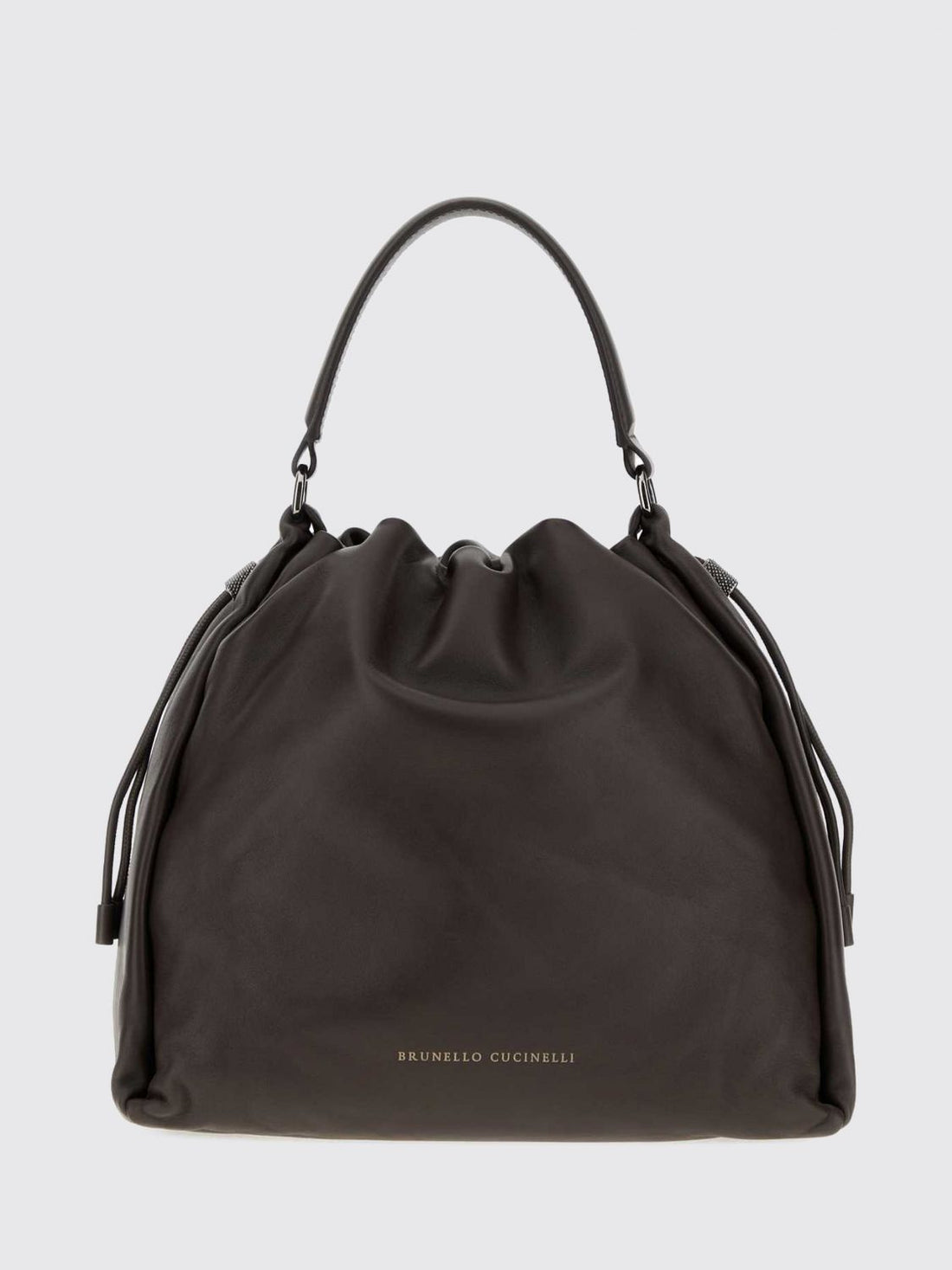 BRUNELLO CUCINELLI OS mellow smooth leather bucket bag with monili embellishment
