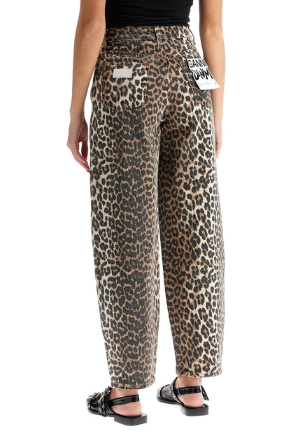 leopard print barrel jeans