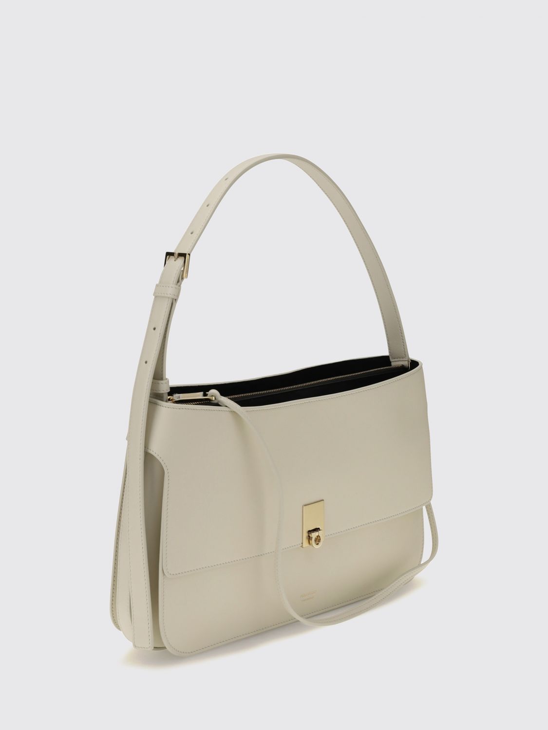 cara smooth calfskin shoulder bag with adjustable handle