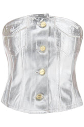 bustier top in foil denim