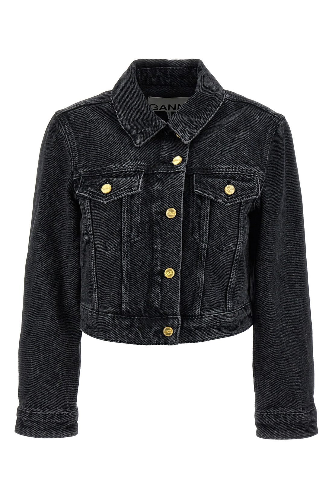GANNI 40 black washed denim jacket