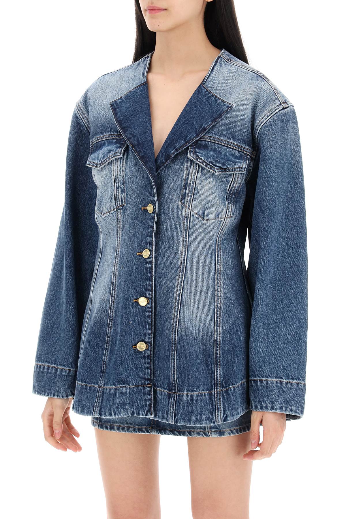 "denim blazer with sparkle