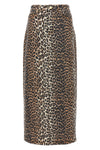 long skirt in leopard-print cotton denim