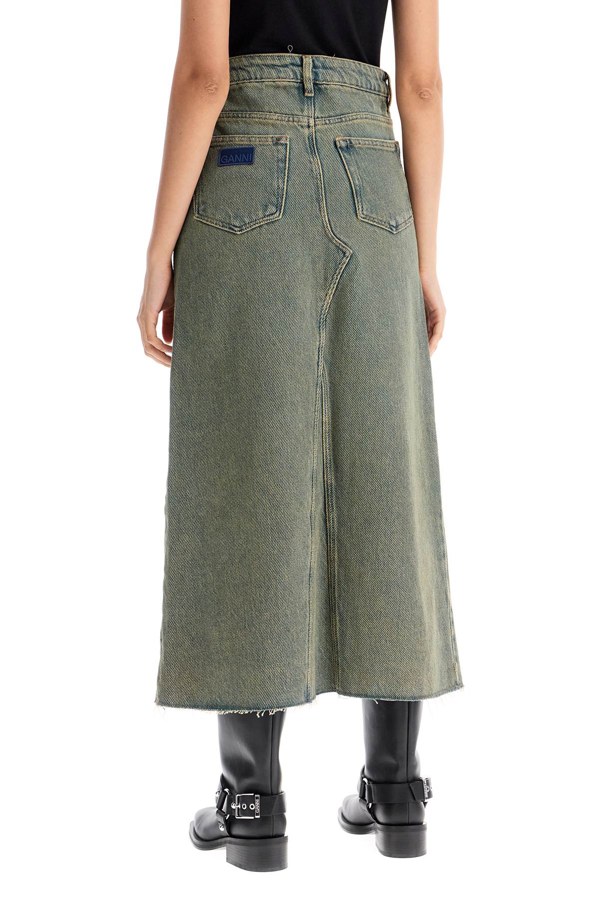 long overdyed denim maxi skirt