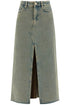 long overdyed denim maxi skirt