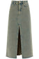 long overdyed denim maxi skirt