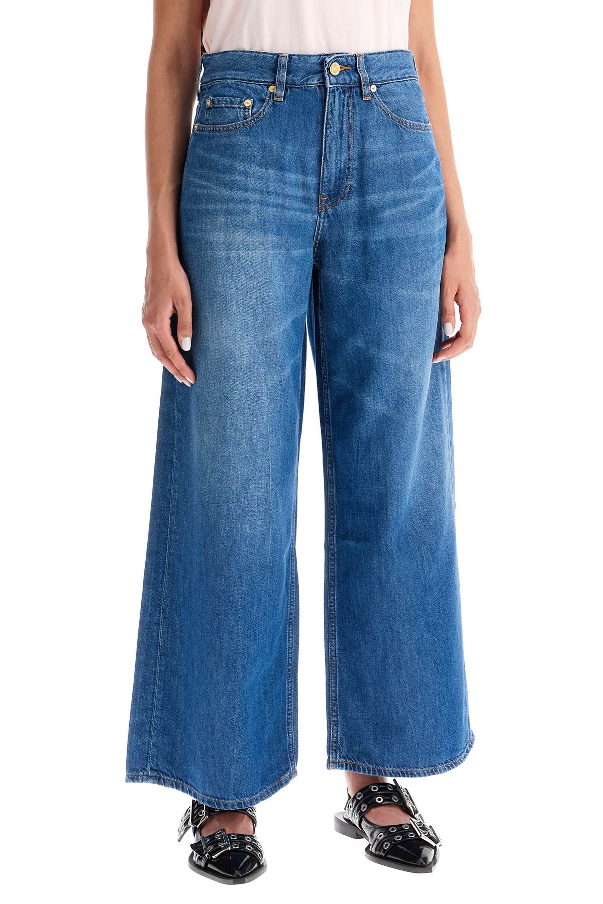 lightweight denim wide leg jeans