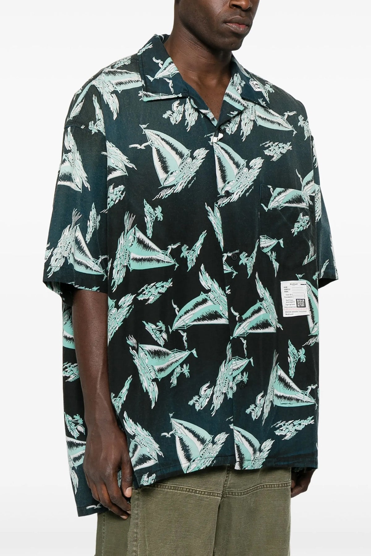 vintage-effect cotton blend shirt