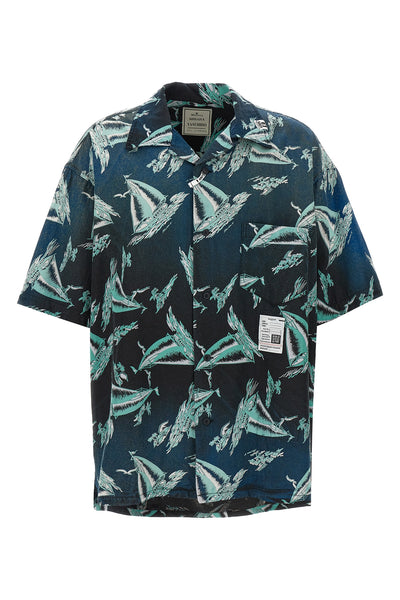 vintage-effect cotton blend shirt