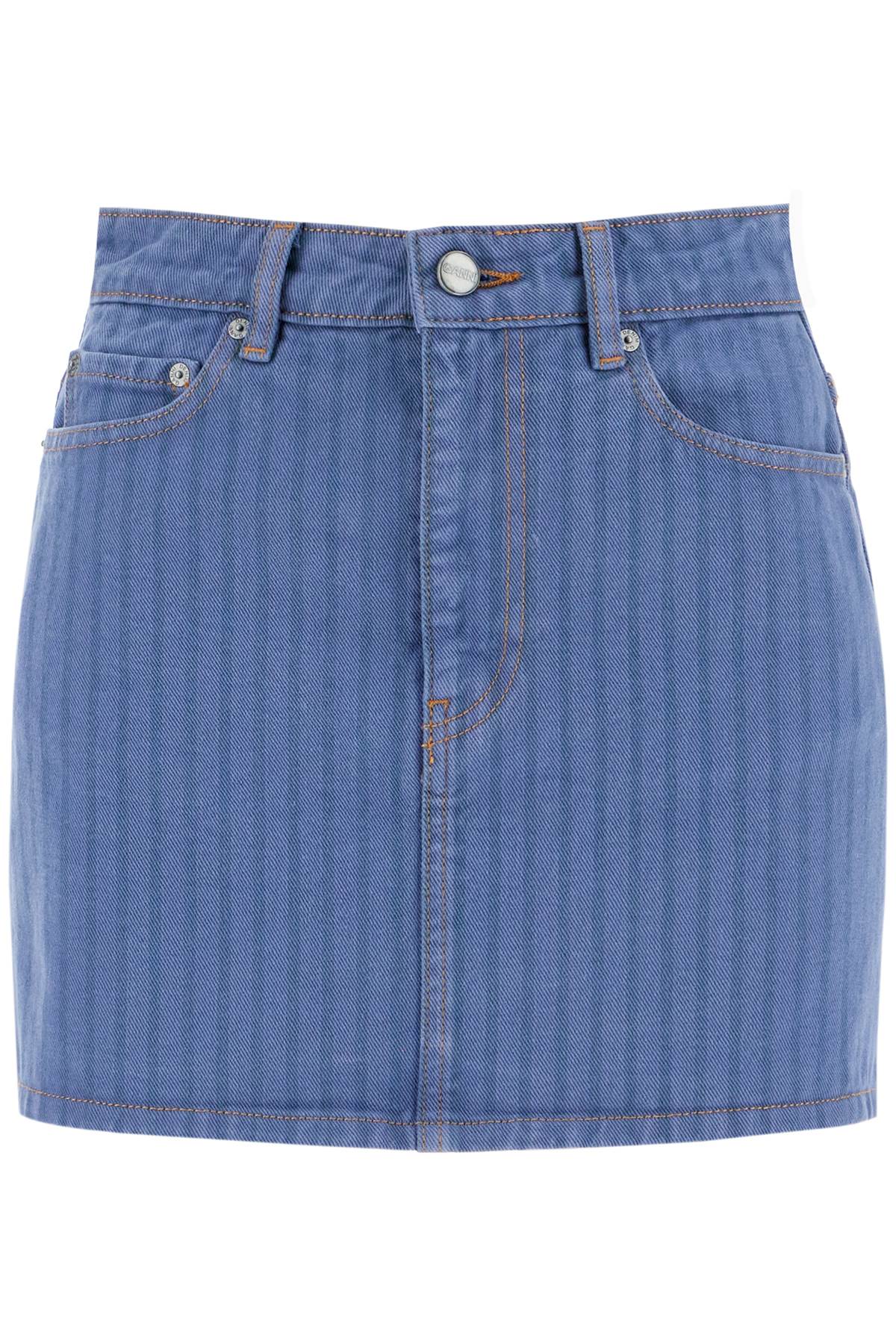 &quot;striped overdyed denim mini